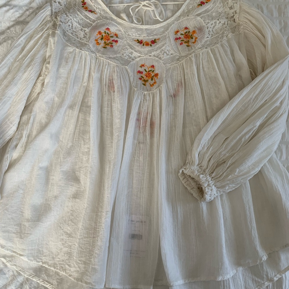 NWT Free People Embroidered Blouse - Picture 7 of 15
